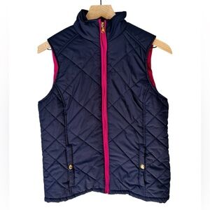 Ralph Lauren Women’s Full Zip Navy Pink Quilted Pocketed Puffer Vest Size Small